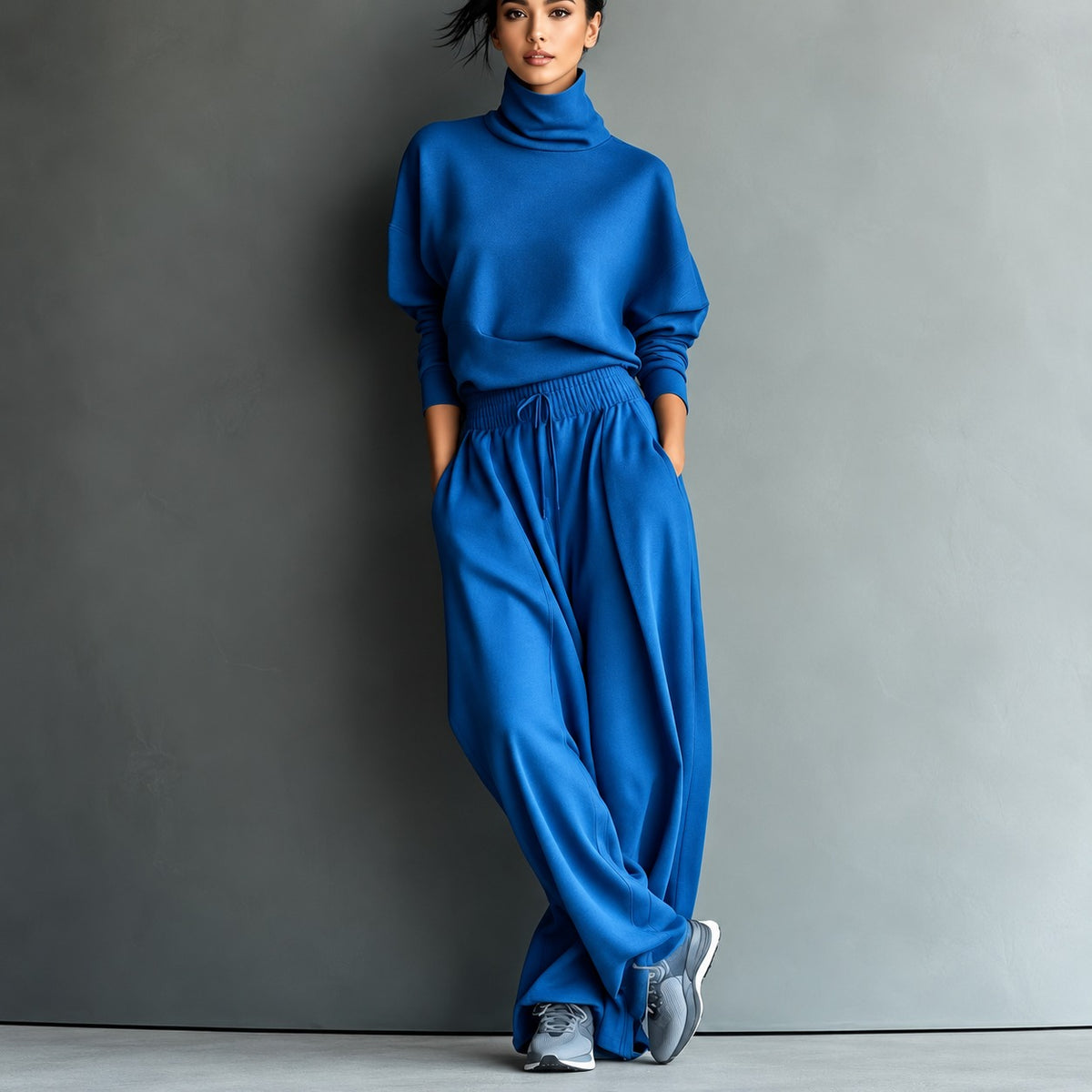 Conjunto Sarah™ com Blusa de Gola Alta e Calça de Cós Elástico