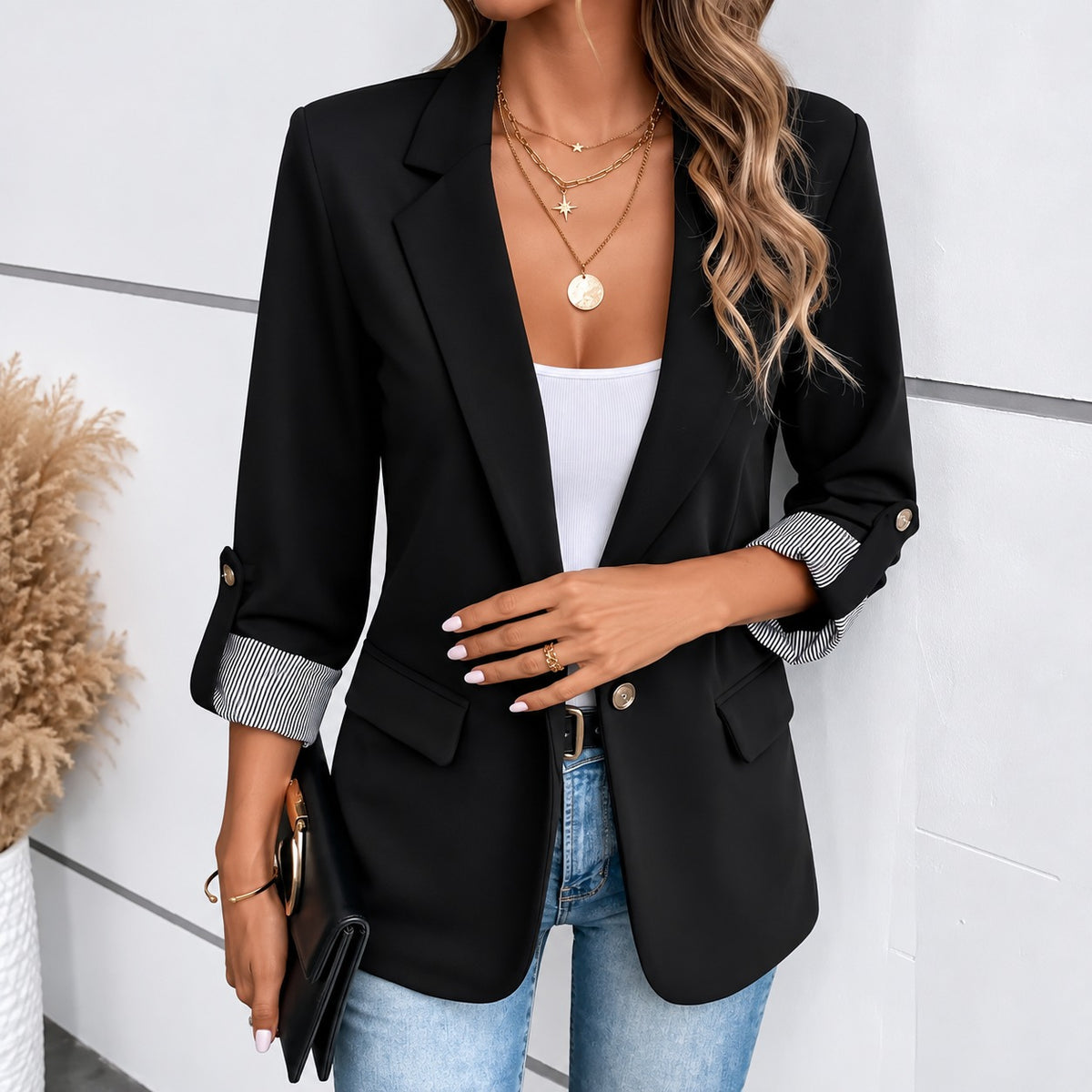 Blazer Brescia™ com Lapelas Clássicas, Punhos Listrados e Bolsos com Aba