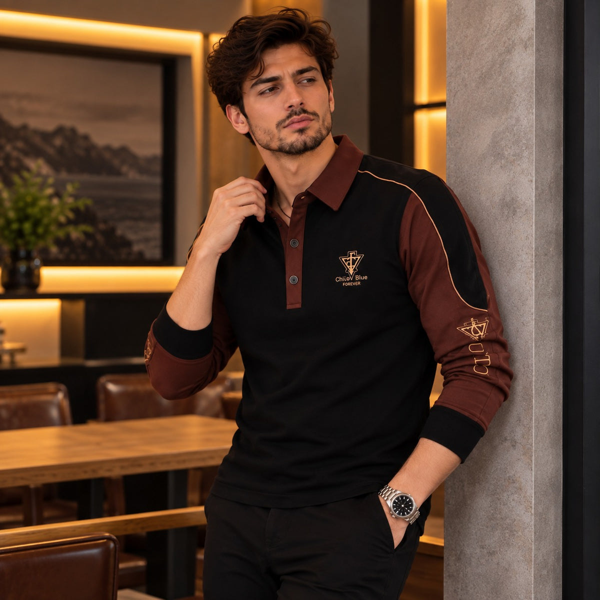 Polo Viena™ com Recortes Contrastantes e Detalhes Bordados / Um Visual Esportivo com Mais Personalidade