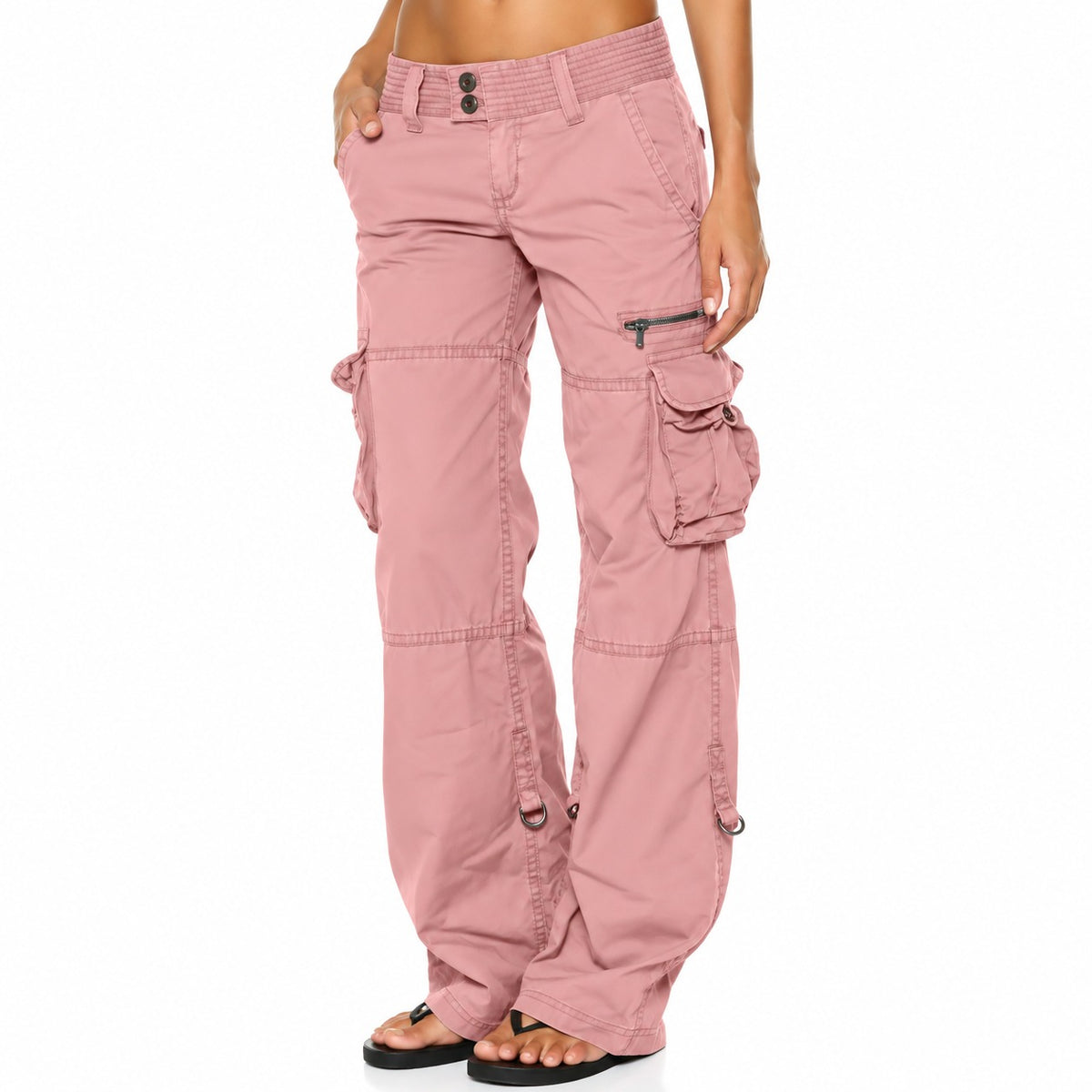 Calça Cargo Norevia™ com Bolsos Utilitários, Modelagem Ampla e Design Despojado / Uma Peça, Diferentes Possibilidades de Looks