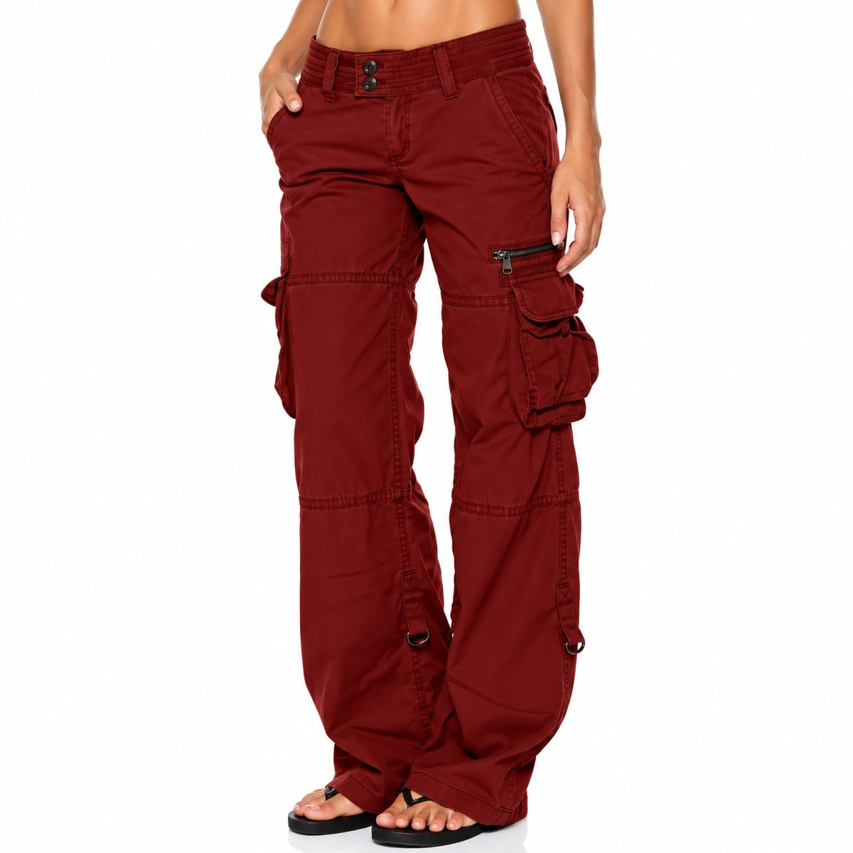 Calça Cargo Norevia™ com Bolsos Utilitários, Modelagem Ampla e Design Despojado / Uma Peça, Diferentes Possibilidades de Looks