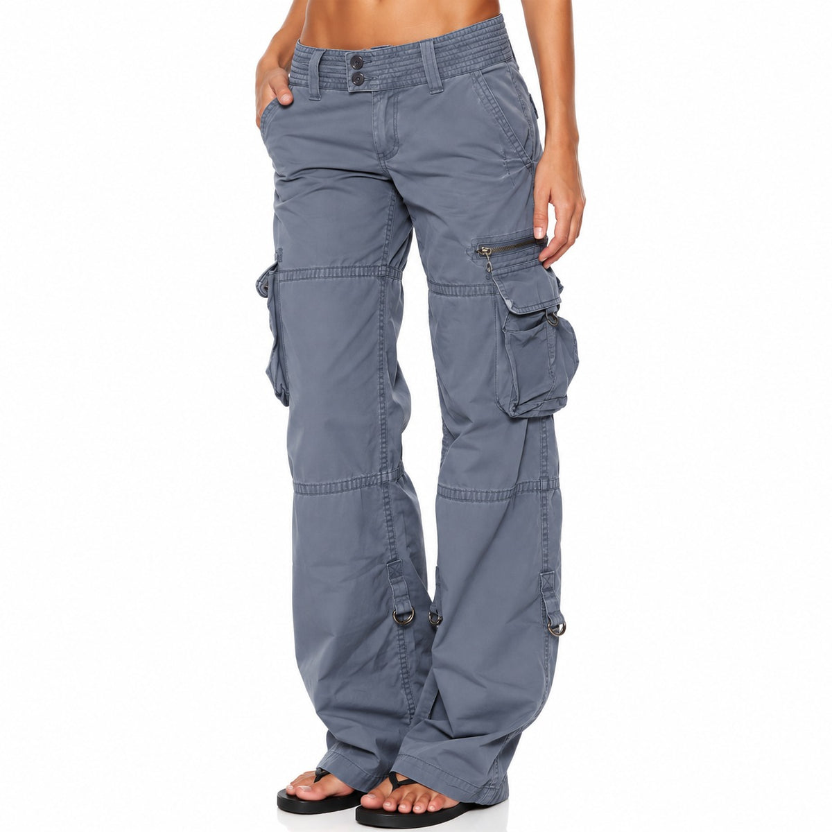 Calça Cargo Norevia™ com Bolsos Utilitários, Modelagem Ampla e Design Despojado / Uma Peça, Diferentes Possibilidades de Looks