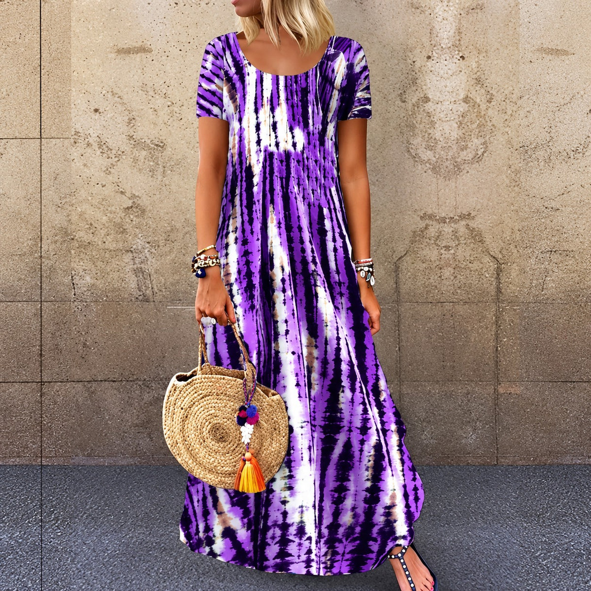 Vestido Talissa™ com Estampa Tie-Dye, Modelagem Ampla e Comprimento Longo / O Charme Boho em Uma Produção Cheia de Personalidade