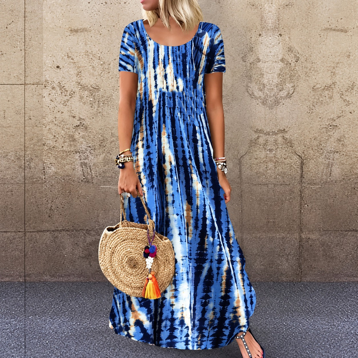 Vestido Talissa™ com Estampa Tie-Dye, Modelagem Ampla e Comprimento Longo / O Charme Boho em Uma Produção Cheia de Personalidade