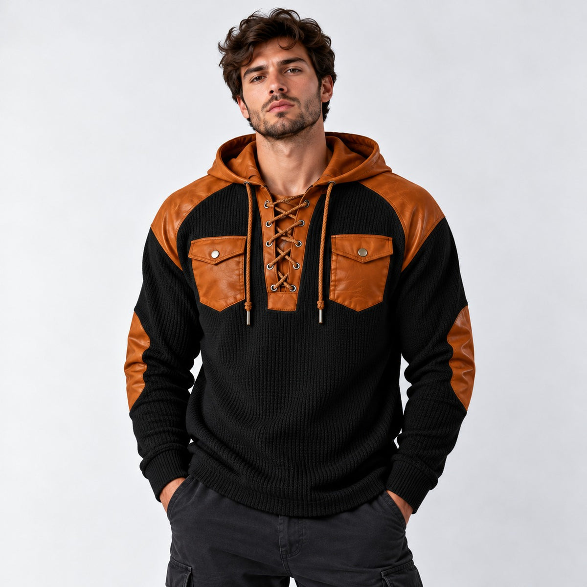 Moletom Otto™ com Detalhes Contrastantes, Amarração Frontal e Capuz