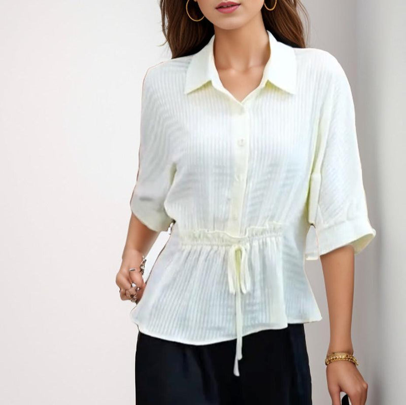 Camisa Angel™ em Tecido Leve com Ajuste na Cintura / Sofisticação Versátil para um Look Confortável e Elegante!