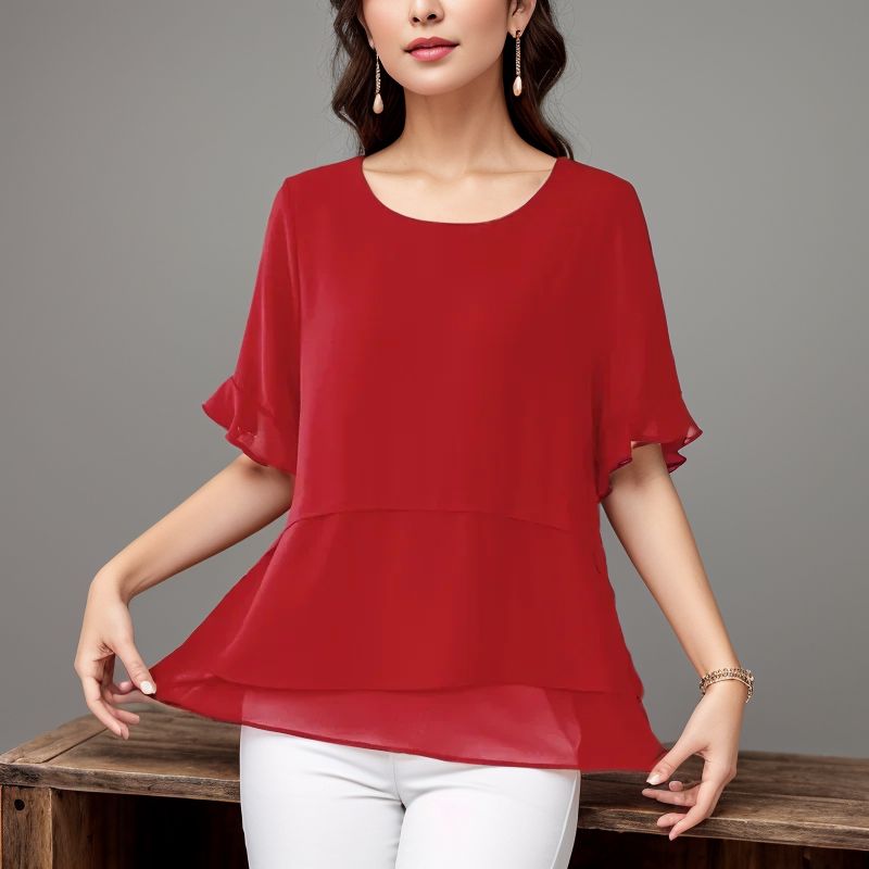 Blusa Belle Allure™ em Viscose com Design em Camadas / Charme e Elegância para a Mulher que Merece o Melhor!