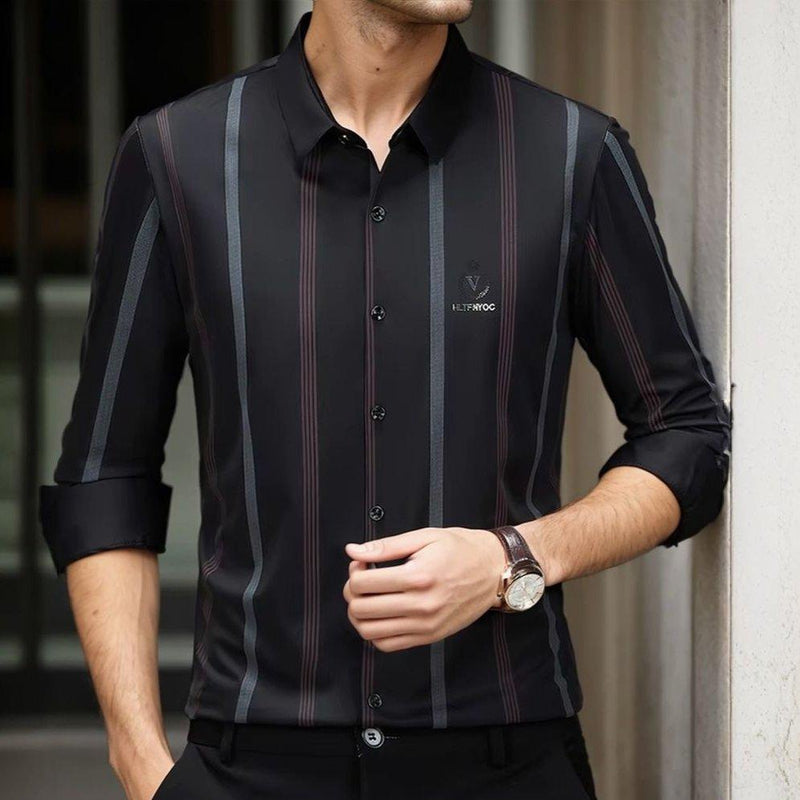 Camisa Social Velluto™ com Listras Italianas e Caimento Premium / Elegância Refinada Para o Homem Moderno!