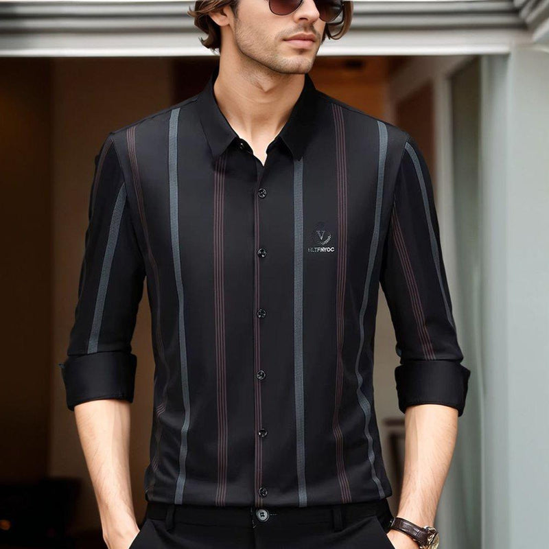 Camisa Social Velluto™ com Listras Italianas e Caimento Premium / Elegância Refinada Para o Homem Moderno!