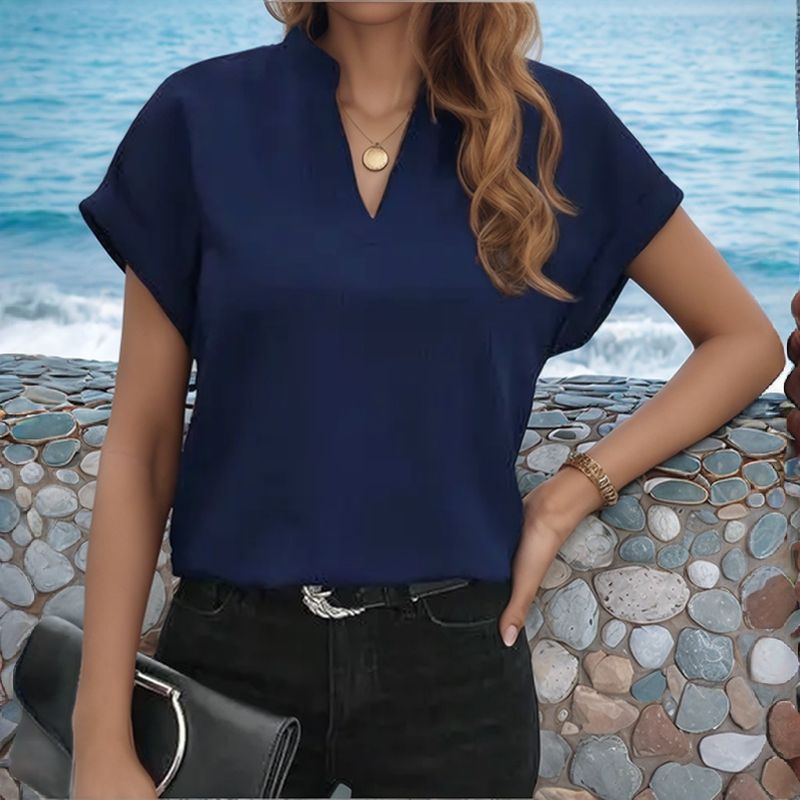 [Compre 1 e Leve 3] Blusinha Giorginna™ em Viscolinho Premium com Gola V Sofisticada / O Toque de Elegância e Conforto que Você Merece!