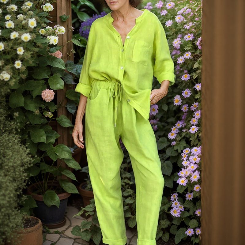 Conjunto Lévina™ em Linho de Algodão com Modelagem Soltinha / Leveza e Elegância para Quem Sabe se Destacar!