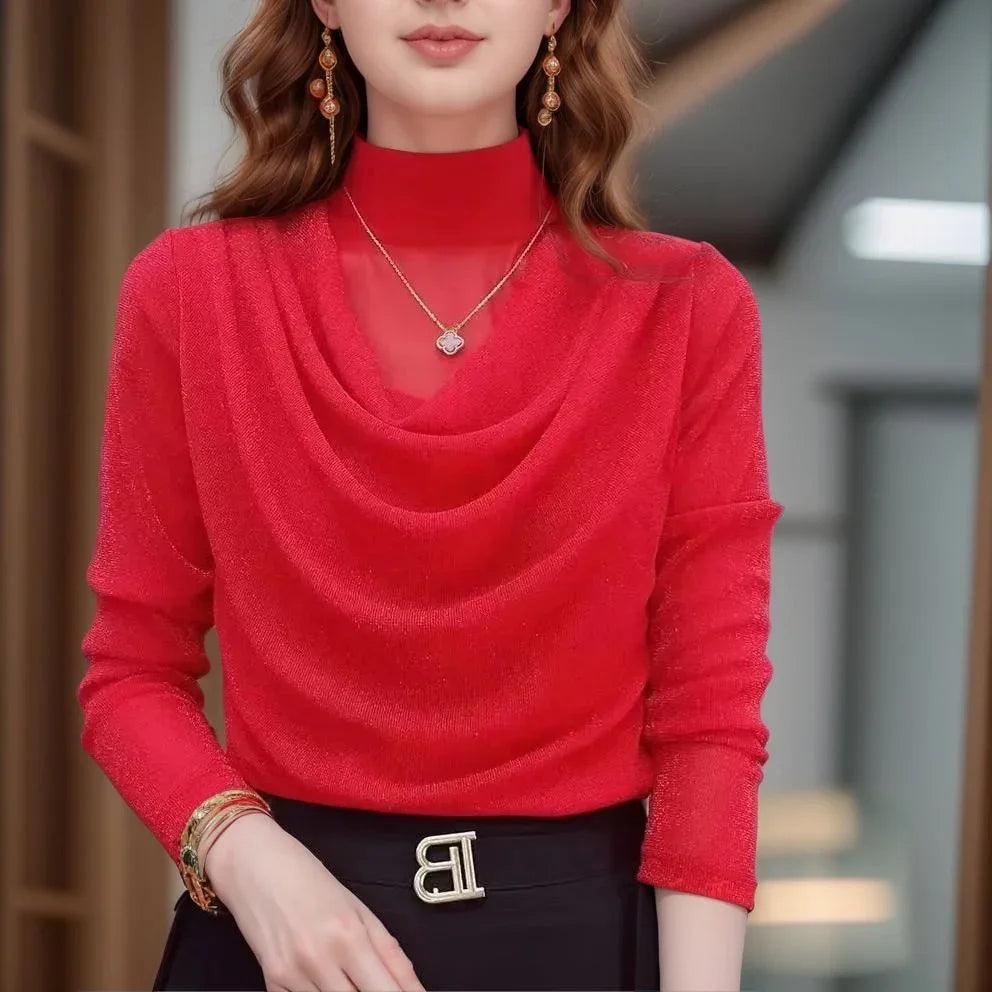 Tricot Leve Ravena™ com Textura Visual de Veludo e Transparência Estratégica / Um Luxo Atemporal para Mulheres Reais
