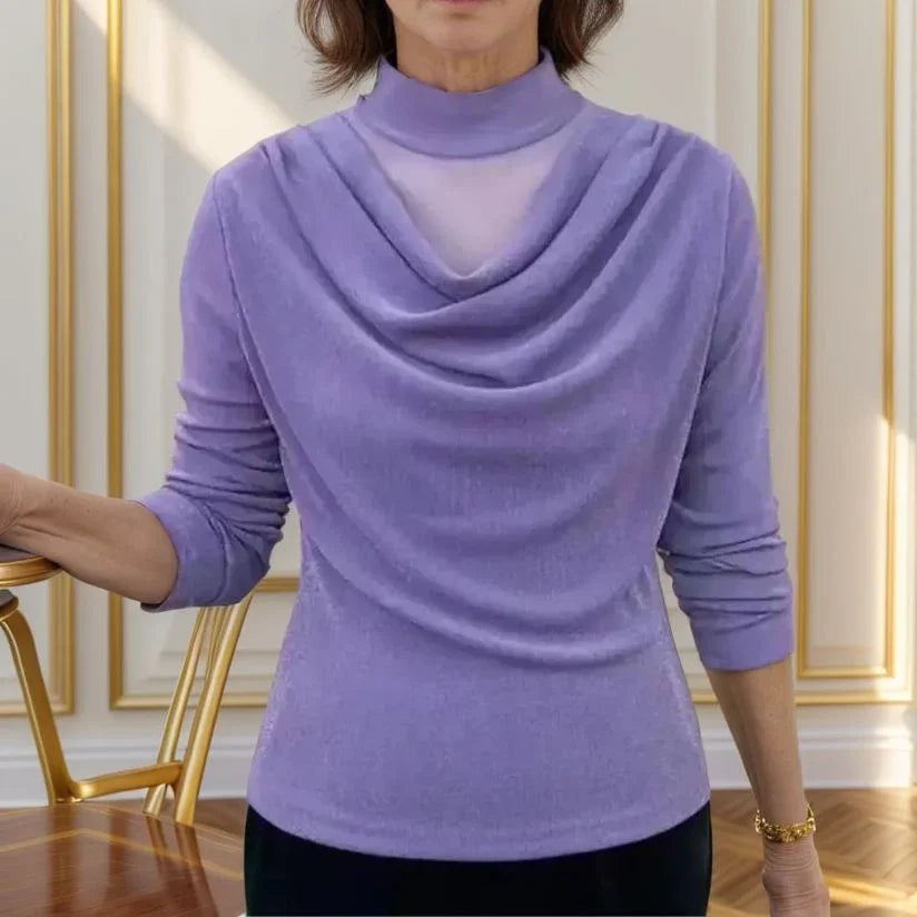 Tricot Leve Ravena™ com Textura Visual de Veludo e Transparência Estratégica / Um Luxo Atemporal para Mulheres Reais