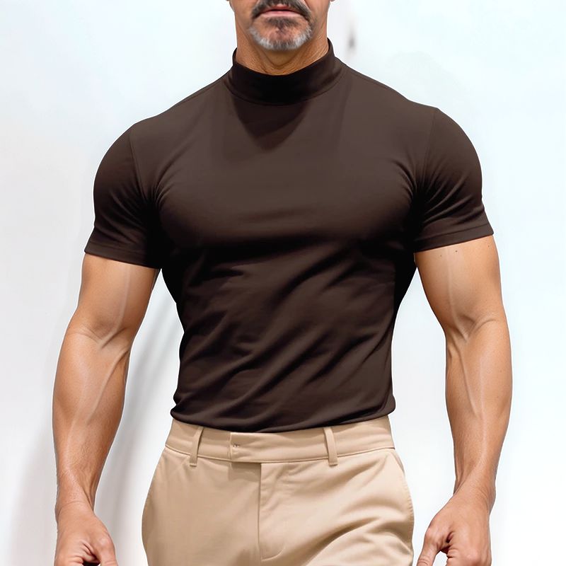 Camiseta St. Moritz™ com Gola Alta e Design Clean / Minimalismo Refinado para Homens de Presença!