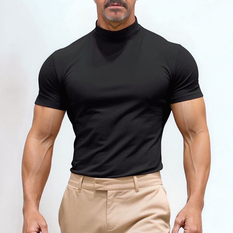 Camiseta St. Moritz™ com Gola Alta e Design Clean / Minimalismo Refinado para Homens de Presença!