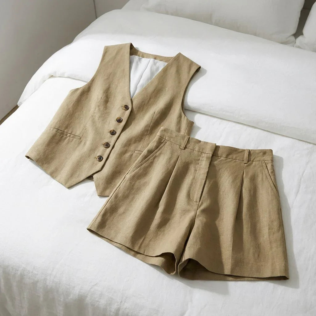 Conjunto Ipanema™ em Alfaiataria Casual de Algodão e Linho Misto / Leve, Chic e Atemporal!