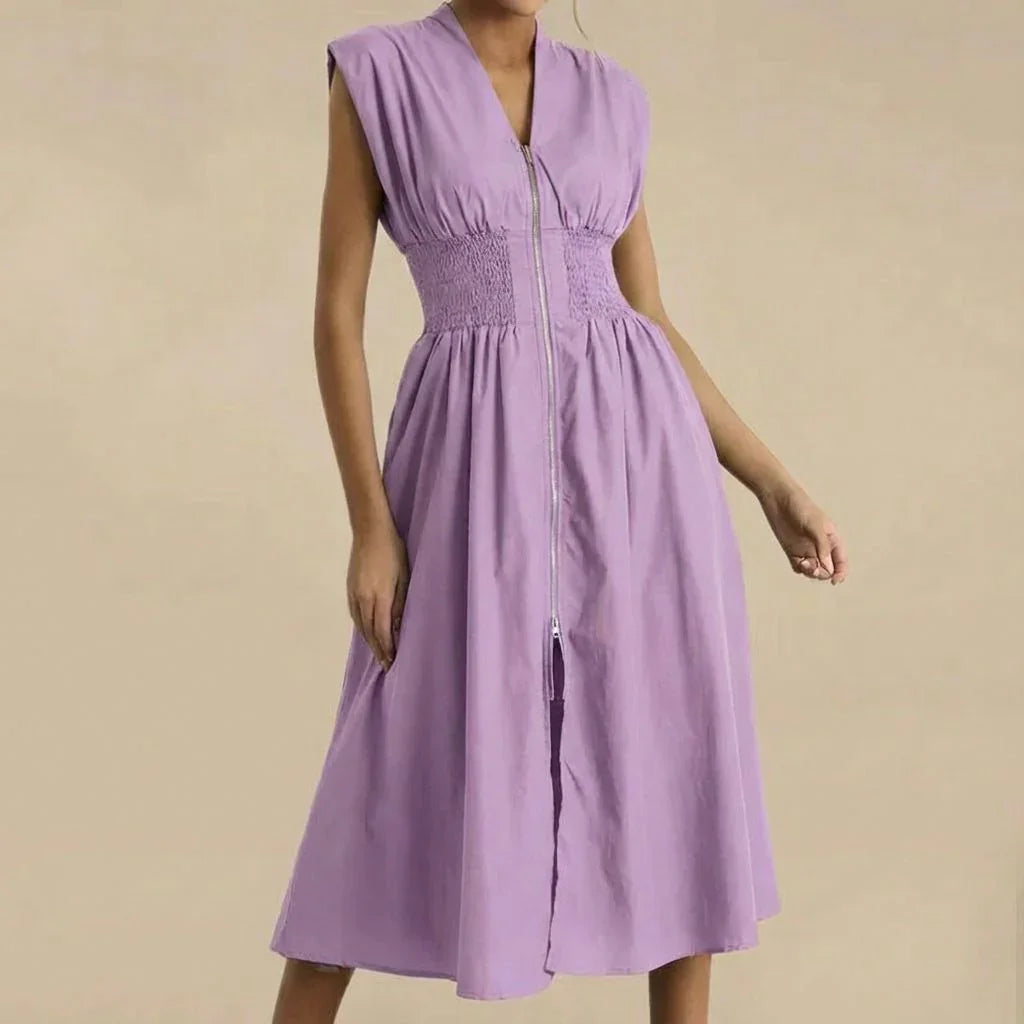 Vestido Valenza™ em Sarja Premium com Cintura Marcada / Corte Preciso, Silhueta Imponente e Estilo Contemporâneo!