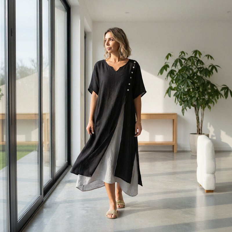 Vestido Miami™ em Viscose Premium com Fenda Lateral Estilizada