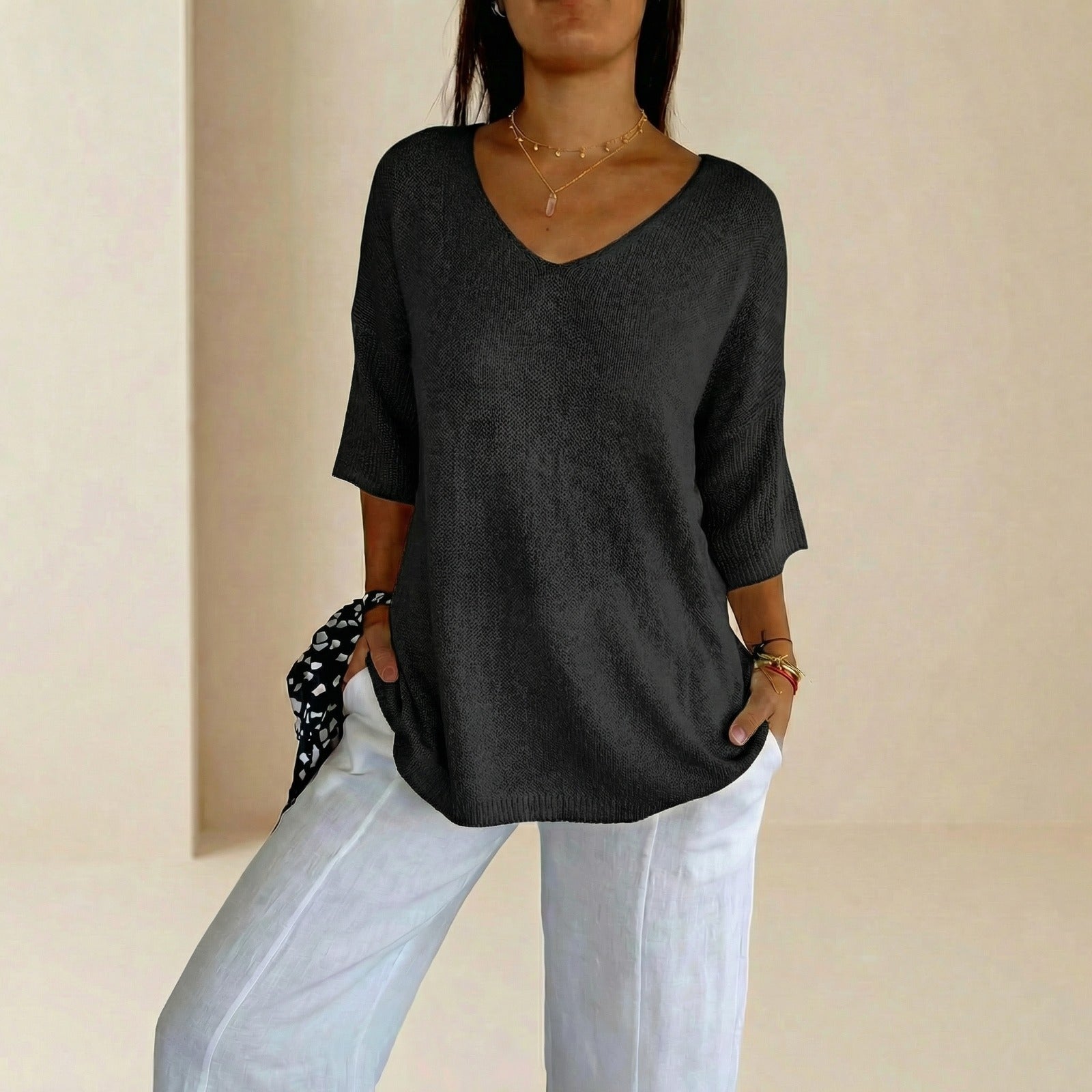 Blusa Carmim™ em Tricot Macio com Malha Texturizada