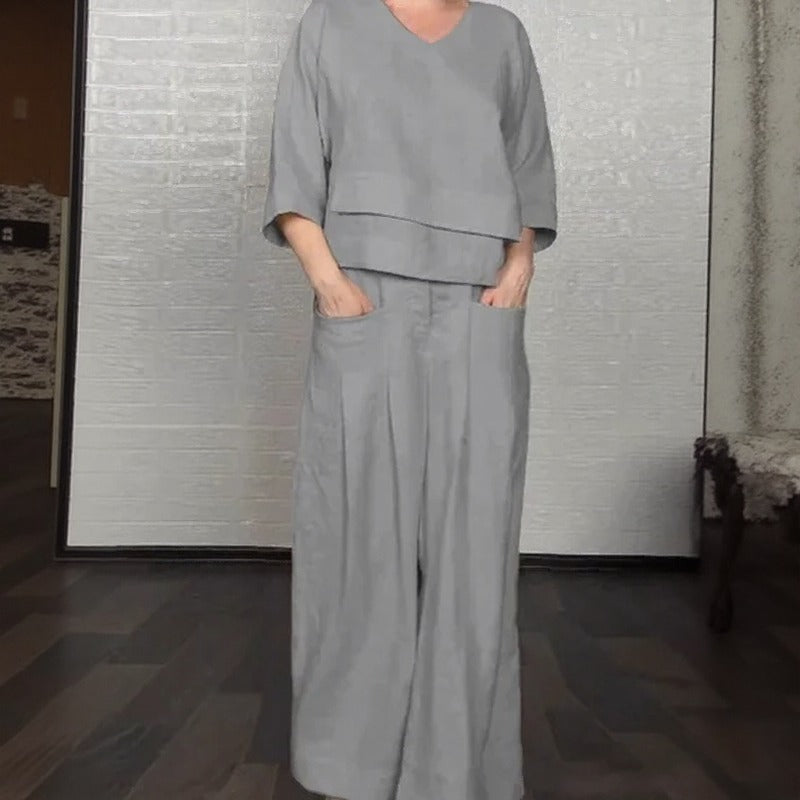 Conjunto Valenne™ em Linho de Algodão com Design Contemporâneo