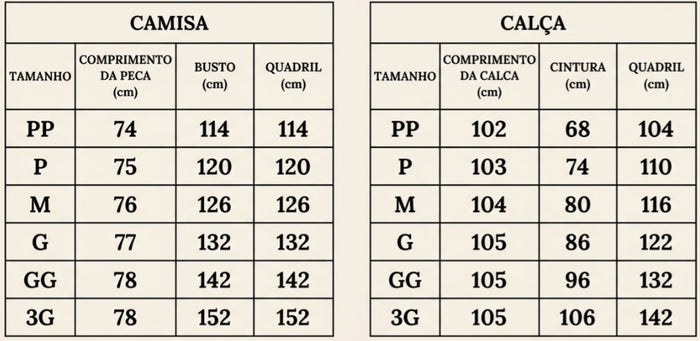 Guia de Tamanhos