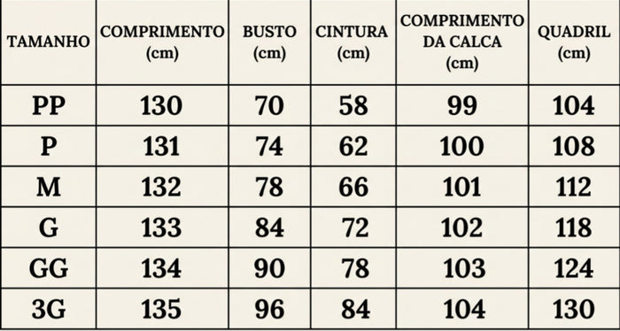 Guia de Tamanhos