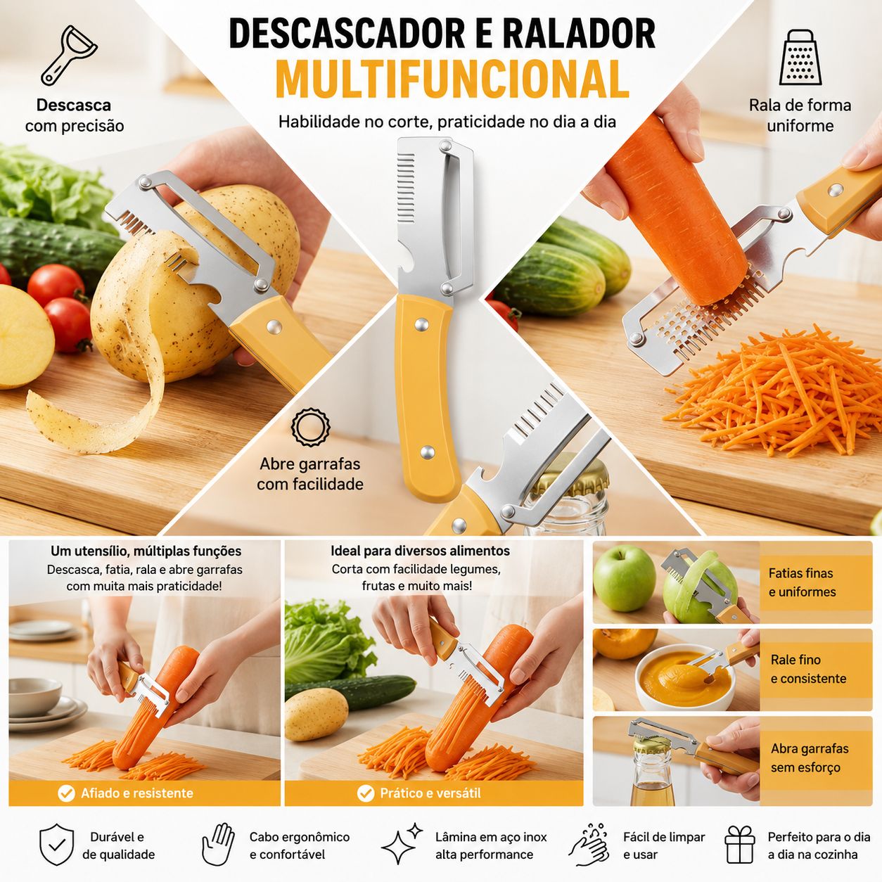 Fatiador Multifuncional Modern Lar™ / Cortes Perfeitos em Segundos, sem Esforço na Cozinha!
