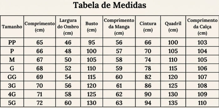 Guia de Tamanhos