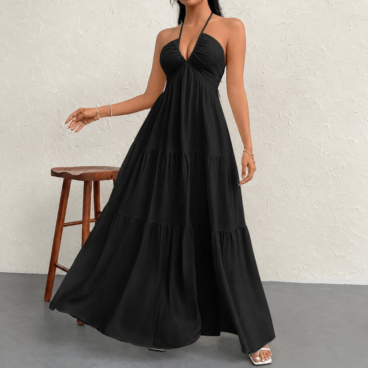 Vestido Marielle™ com Design Halter e Amarração Delicada