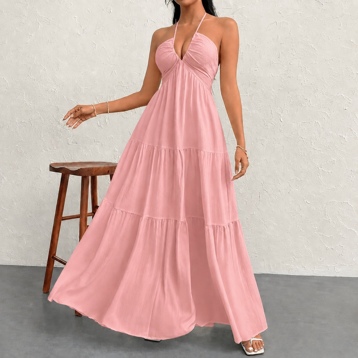 Vestido Marielle™ com Design Halter e Amarração Delicada
