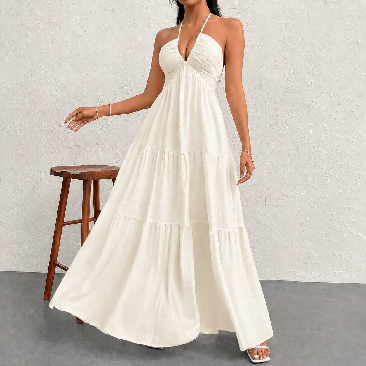 Vestido Marielle™ com Design Halter e Amarração Delicada