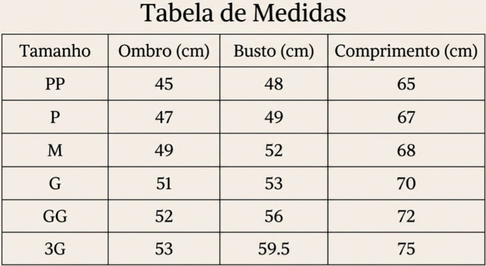 Guia de Tamanhos