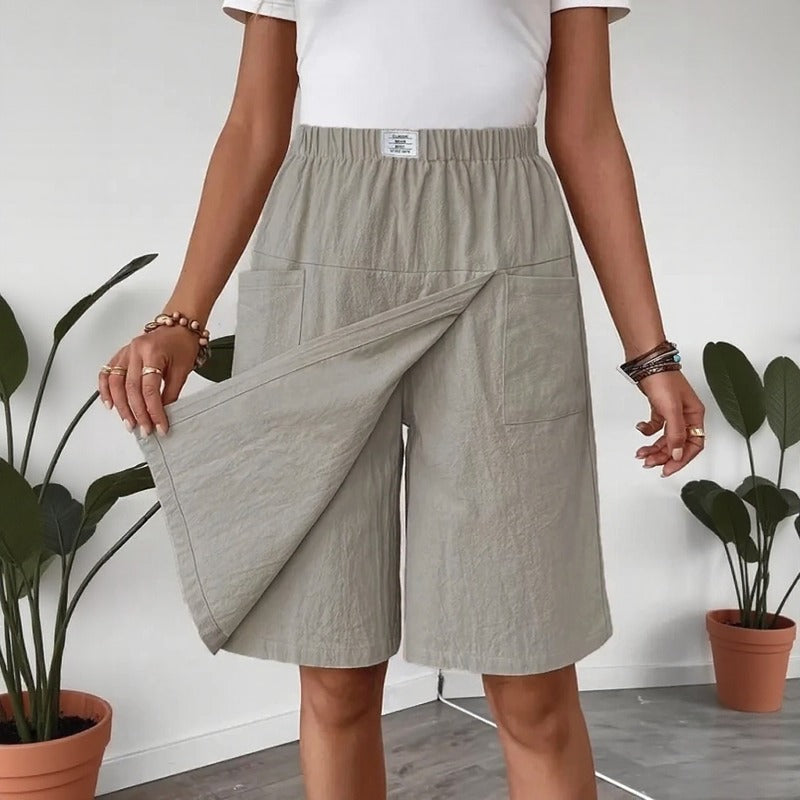 Shorts Saia Celenne™ em Linho de Algodão e Conforto Premium
