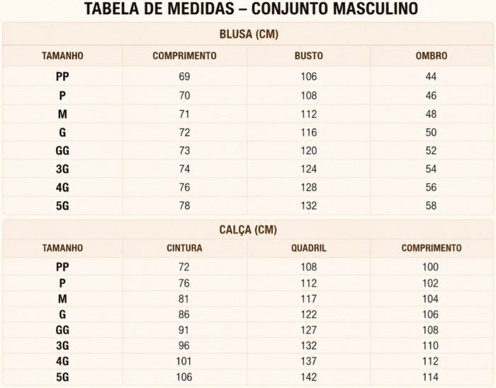 Guia de Tamanhos