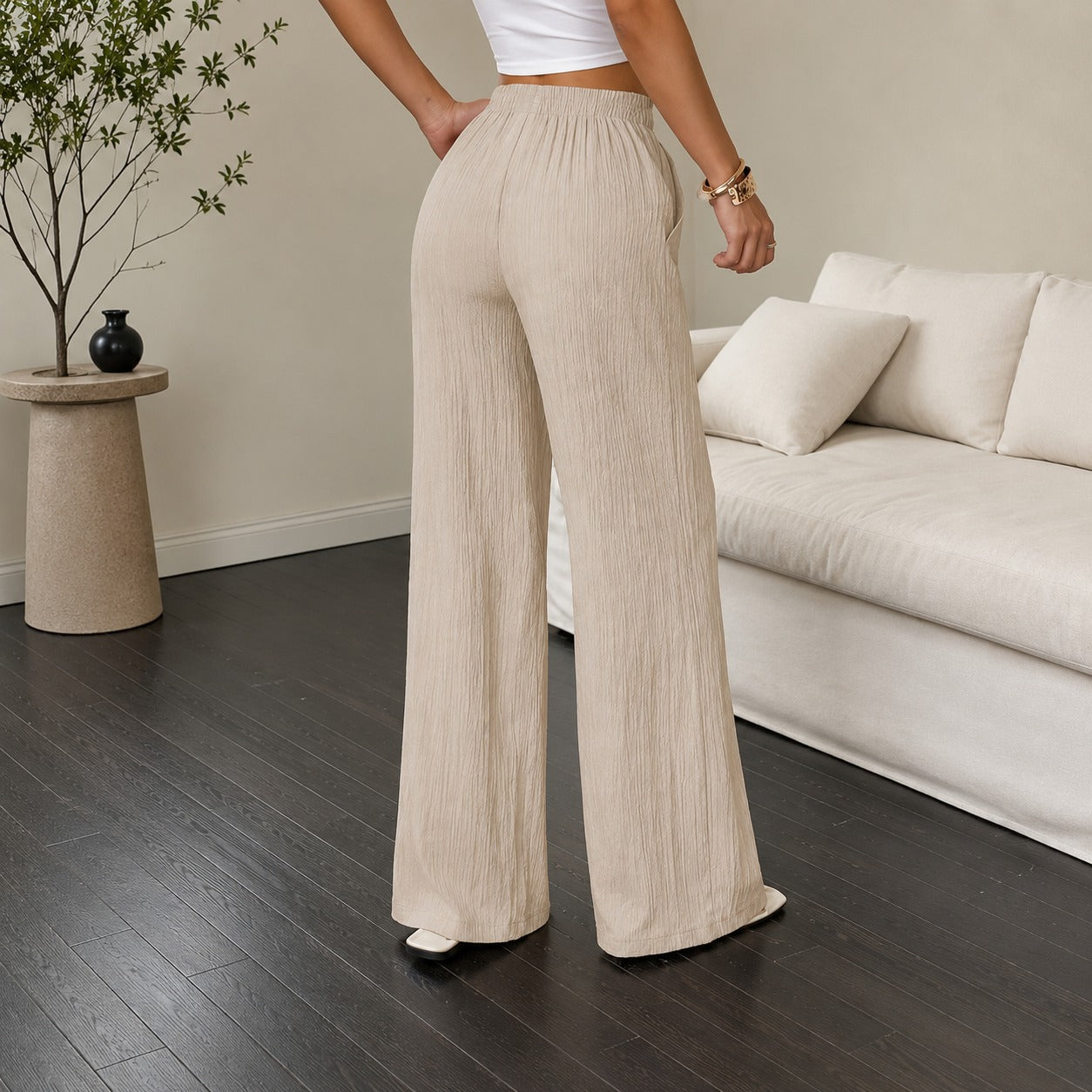 Calça Marelle™ com Cordão Ajustável e Caimento Pantalona