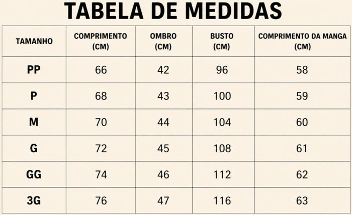 Guia de Tamanhos