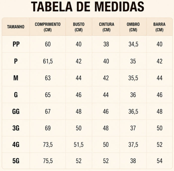 Guia de Tamanhos