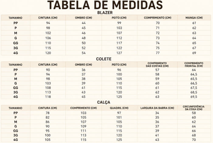 Guia de Tamanhos