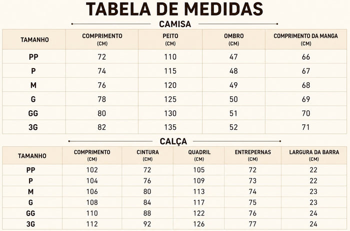 Guia de Tamanhos