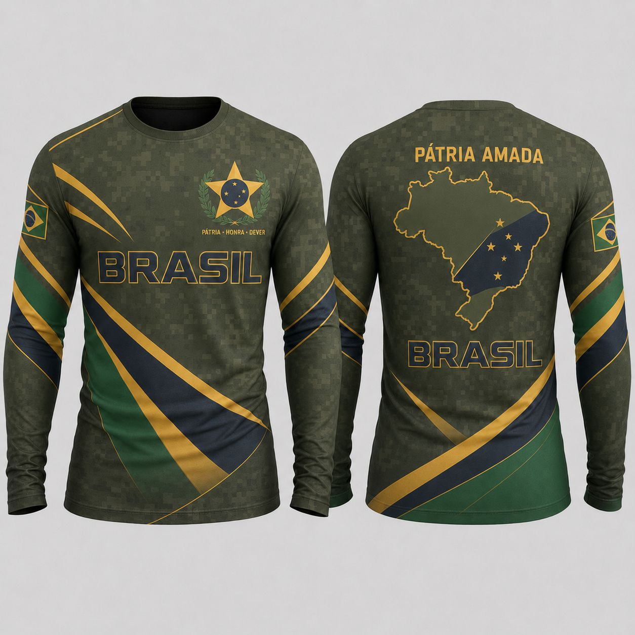 [COMPRE 2 E LEVE 3] Camiseta Patriota™ Manga Longa em Malha Respirável / O Orgulho de Ser Brasileiro em Cada Detalhe