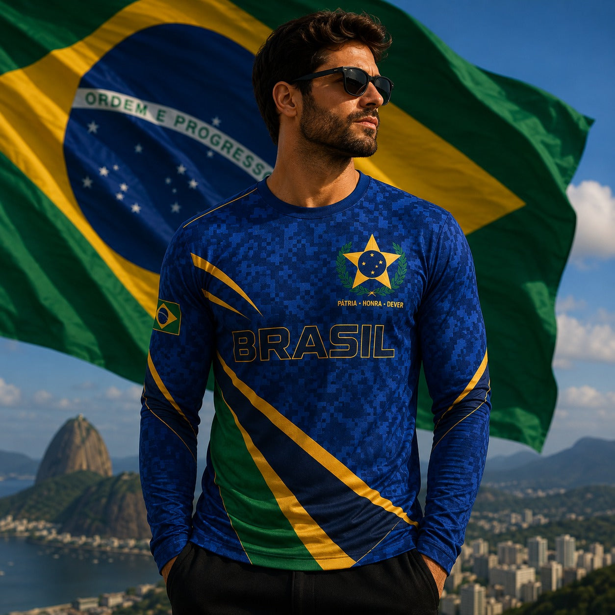 [COMPRE 2 E LEVE 3] Camiseta Patriota™ Manga Longa em Malha Respirável / O Orgulho de Ser Brasileiro em Cada Detalhe