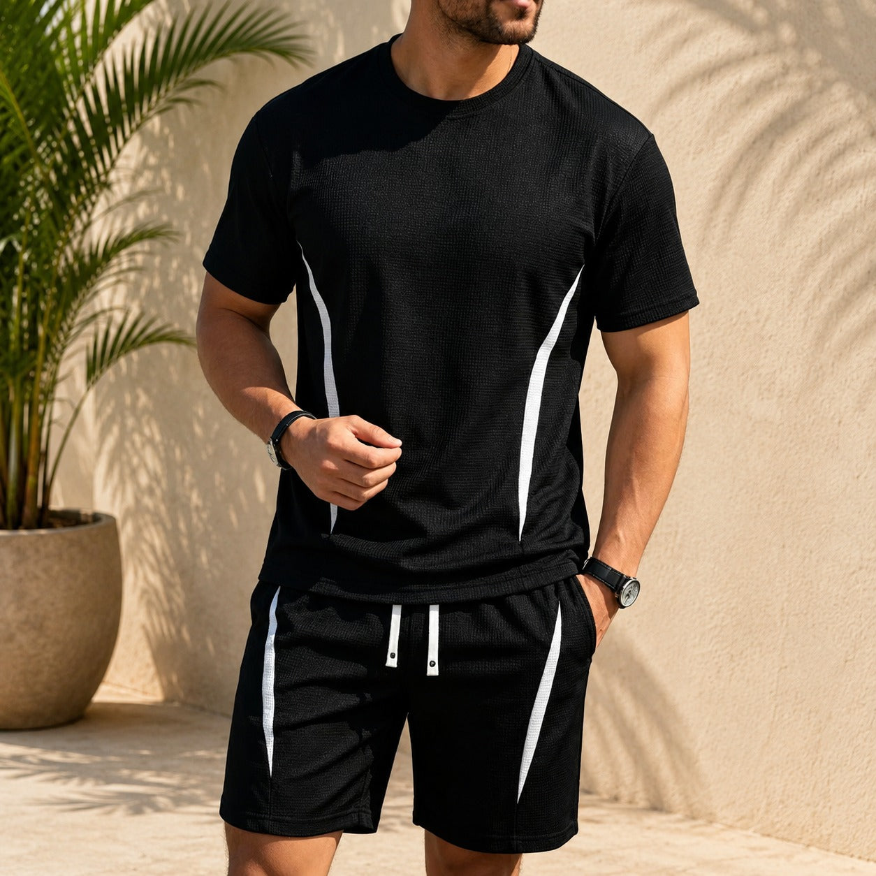 Conjunto Corven™ com Camiseta de Manga Curta e Bermuda com Cós Ajustável / Um visual esportivo bem alinhado para o dia a dia.