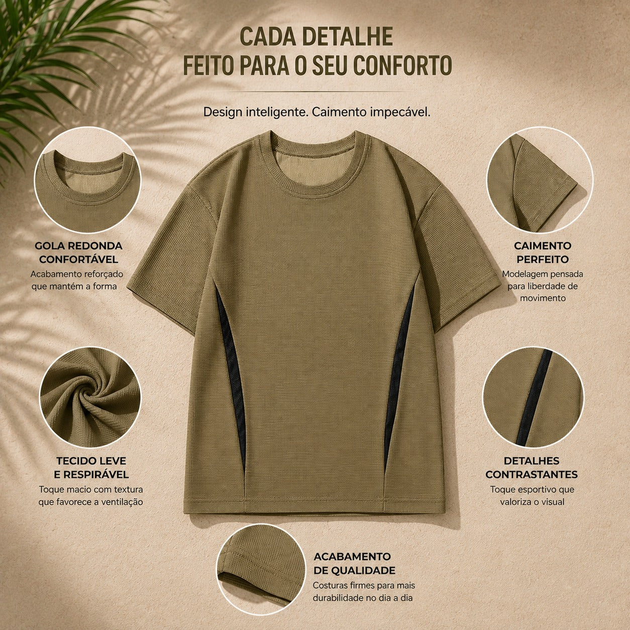 Conjunto Corven™ com Camiseta de Manga Curta e Bermuda com Cós Ajustável / Um visual esportivo bem alinhado para o dia a dia.