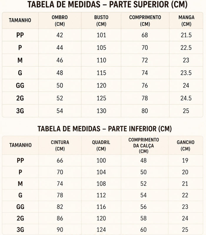 Guia de Tamanhos