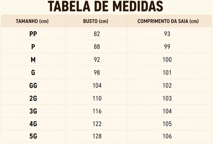 Guia de Tamanhos