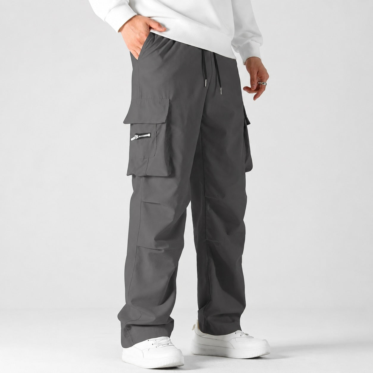 Calça Cargo Toren™ com Modelagem Ampla, Bolsos Laterais e Cós Ajustável