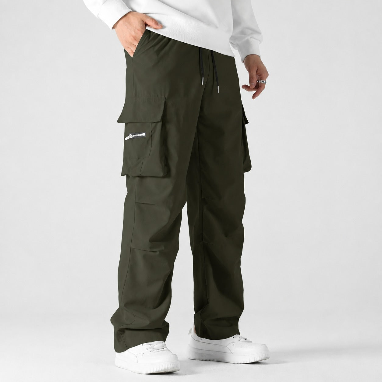 Calça Cargo Toren™ com Modelagem Ampla, Bolsos Laterais e Cós Ajustável