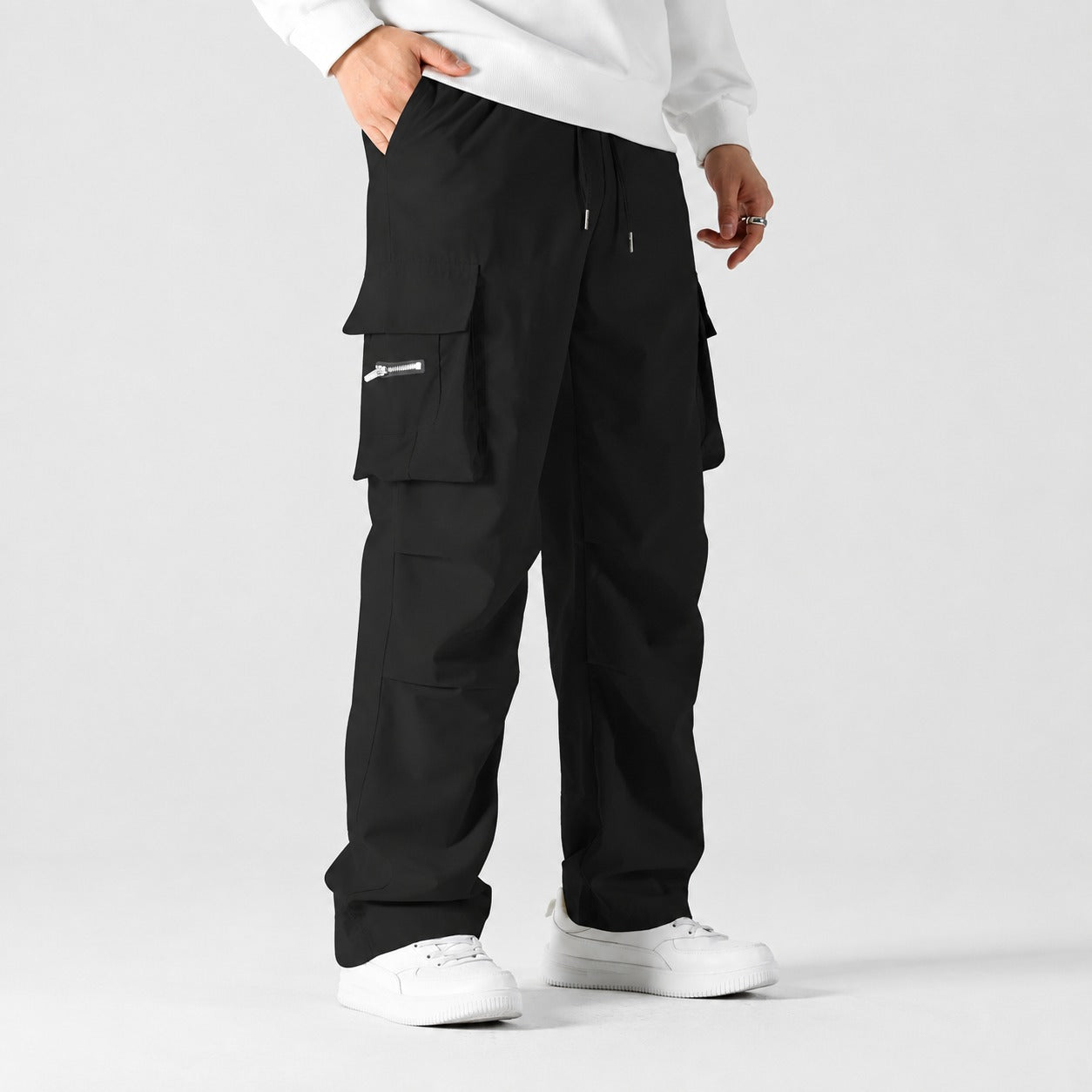 Calça Cargo Toren™ com Modelagem Ampla, Bolsos Laterais e Cós Ajustável