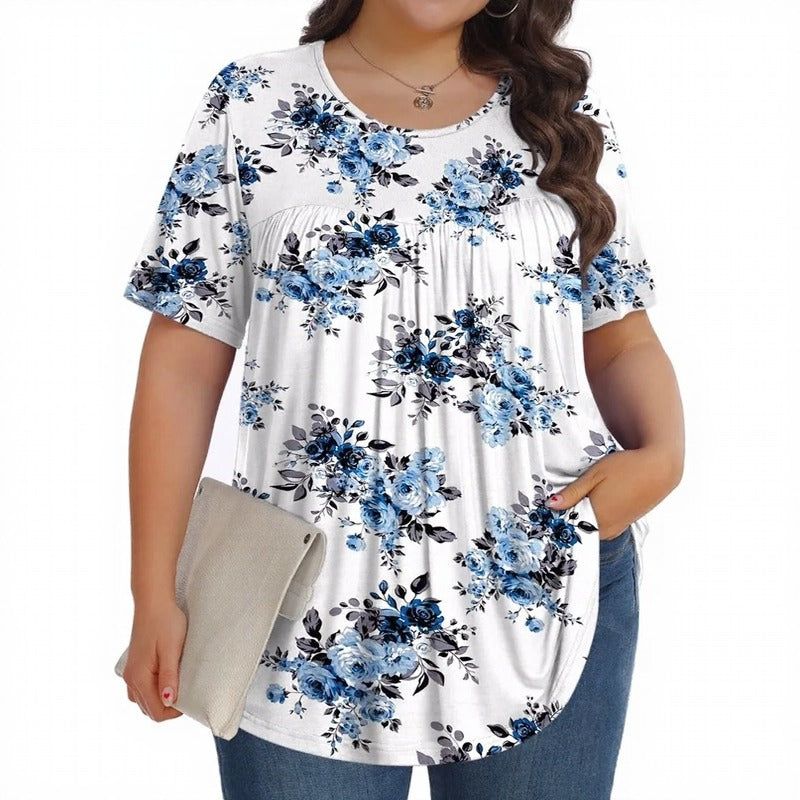 Blusa Lirena™ com Estampas Charmosas e Modelagem Franzida / Uma Peça Apaixonante Para Dar Mais Vida Aos Seus Looks