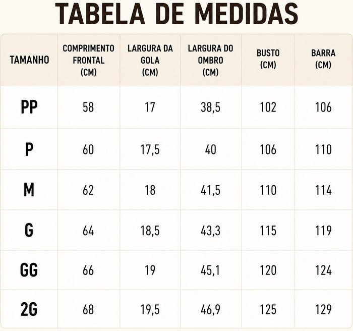 Guia de Tamanhos